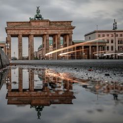 Reflection of building in water