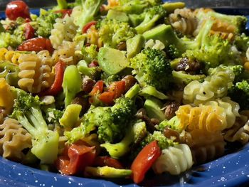 High angle view of vegetables in plate