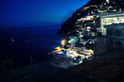 Positano by night, salerno, italy.