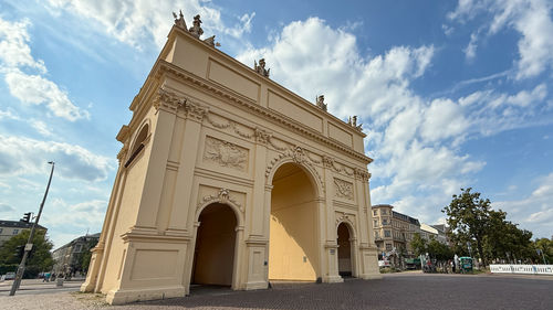Low angle view of historical building against sky