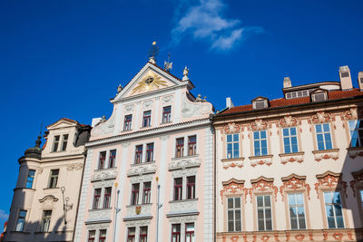 Low angle view of building against blue sky