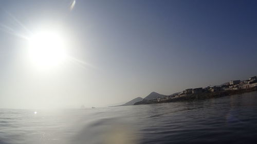 Scenic view of sea against sky on sunny day