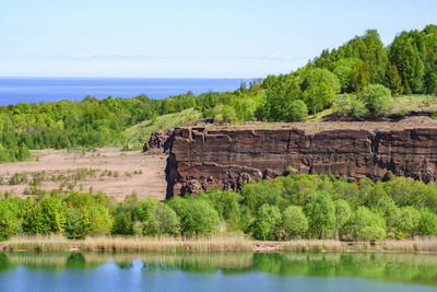 Scenic view of lake against sky