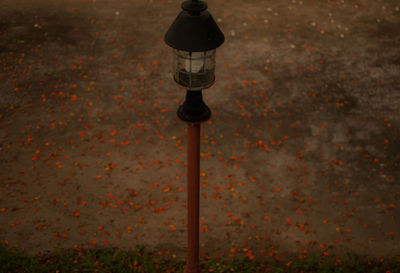 High angle view of street light by road