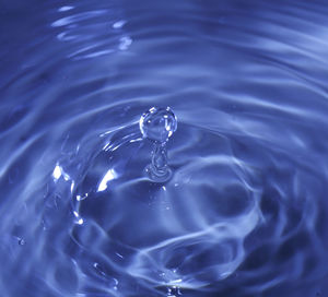 High angle view of drop falling on water