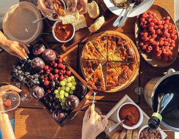 High angle view of food on table