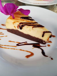 Close-up of chocolate cake in plate