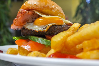 Close-up of burger