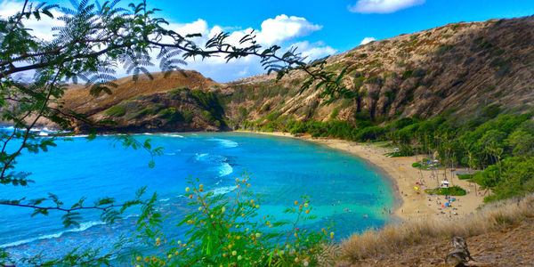 Scenic view of lake against sky