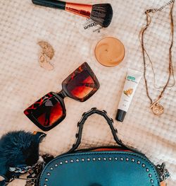 High angle view of sunglasses on table