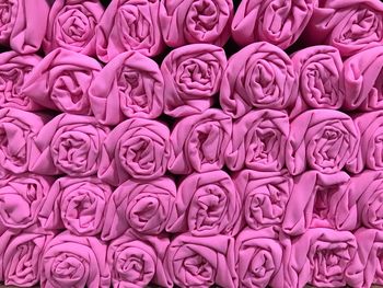 Full frame shot of pink roses for sale in market