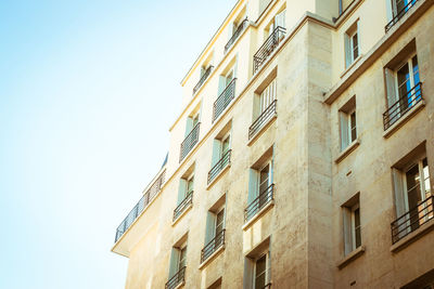 Low angle view of building against clear sky