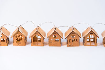 Row of houses against white background