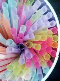 Detail shot of colorful drinking straws
