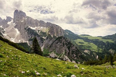 Scenic view of mountains against sky