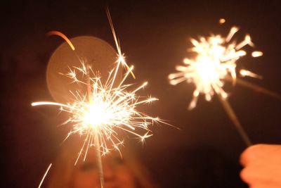 Fireworks display at night