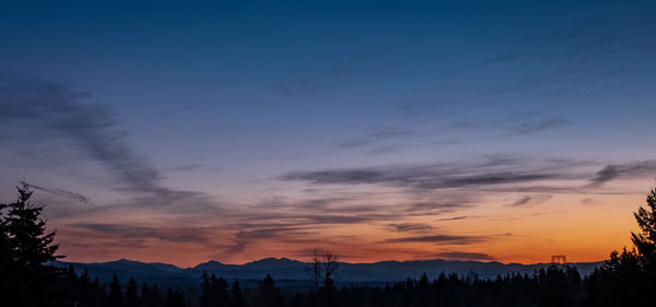 Scenic view of silhouette landscape against romantic sky at sunset