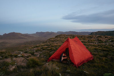 Scenic view of mountains against sky