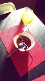 Close-up of coffee cup on table