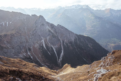 Scenic view of arid landscape during winter