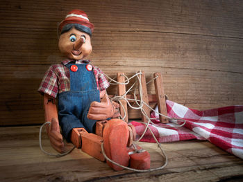 Pinocchio puppet made from wood.these items are a collection of my own.