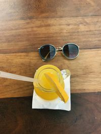 High angle view of sunglasses on table