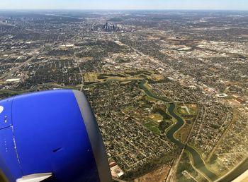 Aerial view of city from airplane window