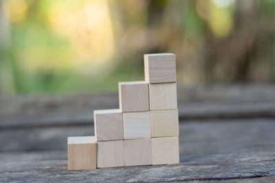 Close-up of wooden blocks on table