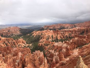 Aerial view of landscape against cloudy sky