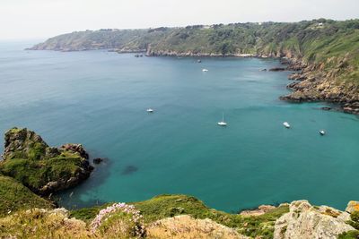 High angle view of bay