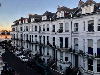 High angle view of buildings against sky in city