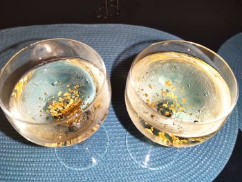 High angle view of coffee on table