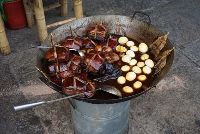 Preparation of meal in wok