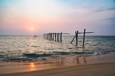 Pilai beach is the sunset viewpoint with bridge wreck where locates in phang nga, thailand.