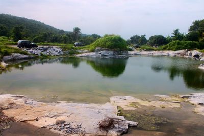 Scenic view of lake against sky