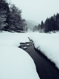 Scenic view of lake against sky during winter