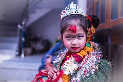 Portrait of girl wearing costume