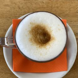 Close-up of coffee cup on table