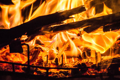 Close-up of bonfire at night