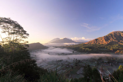 Scenic view of mountains against clear sky