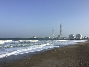 Scenic view of sea against clear sky