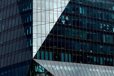 Low angle view of modern glass building in city