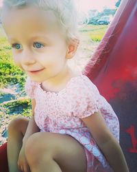 Portrait of cute girl smiling