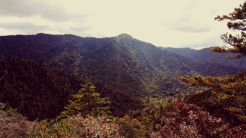 Scenic view of mountain range against sky