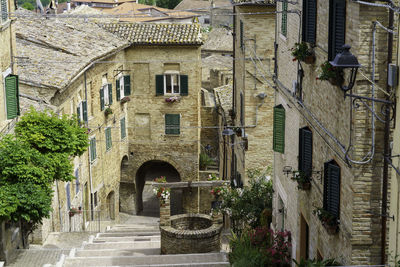 Low angle view of old building in town