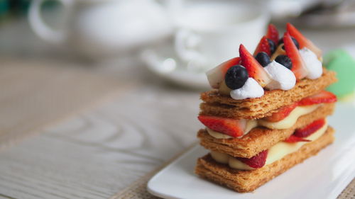 Close-up of dessert in plate