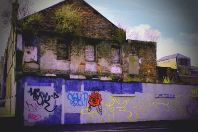 Graffiti on wall of abandoned building