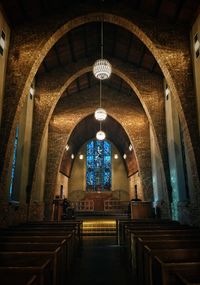 Interior of illuminated cathedral