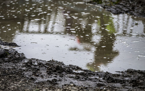 Wet road in rainy season