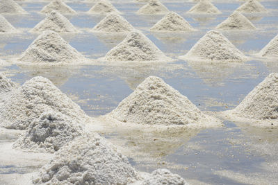 Heap of salt at flat lake